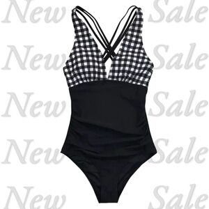 CupShe Black and White Gingham Checkered Bathingsuit